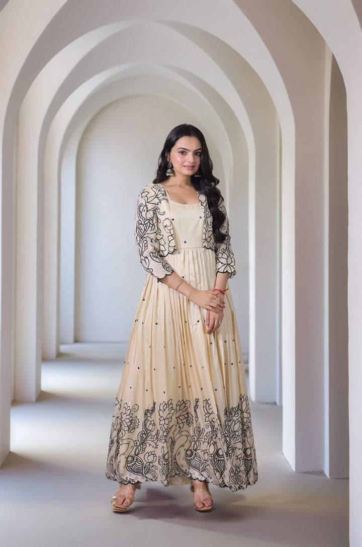 Printed Silk ethnic gown