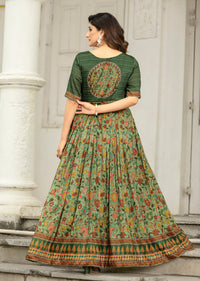 Printed women gown with attached jacket