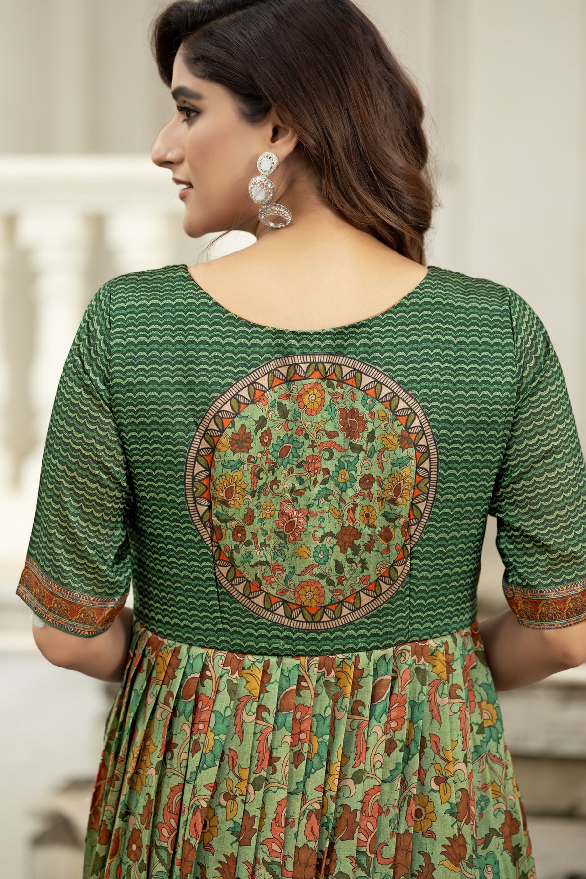 Printed women gown with attached jacket