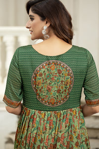 Printed women gown with attached jacket