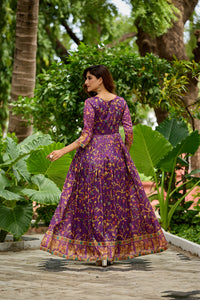 Floral print flared gown