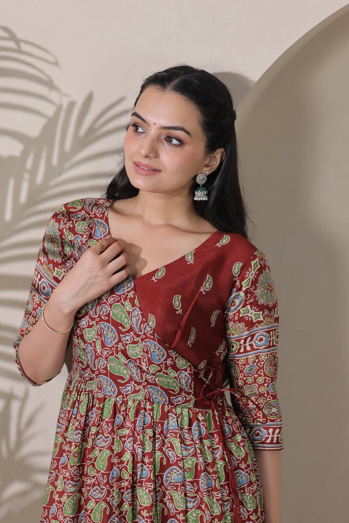 A beautifully crafted angarakha flared gown