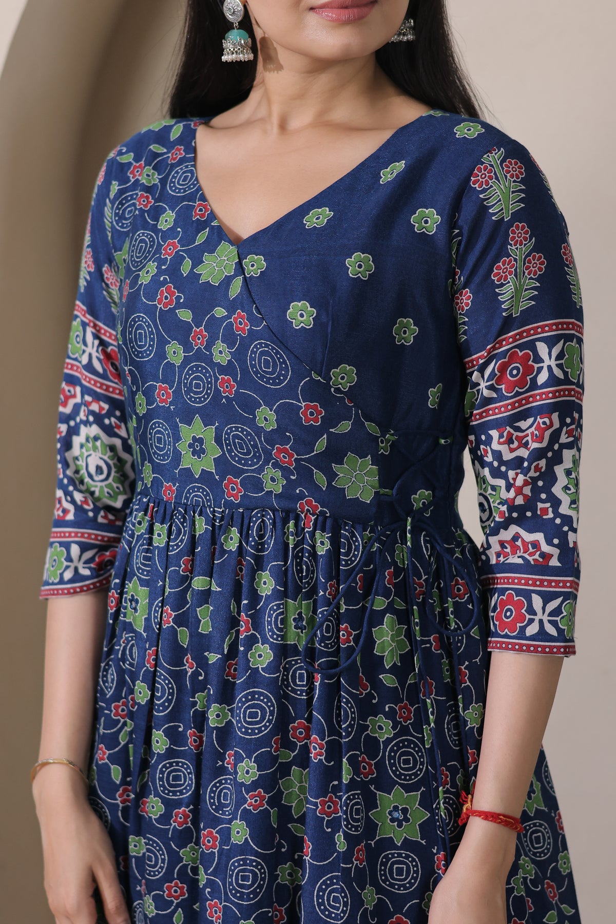 A beautifully crafted angarakha flared gown