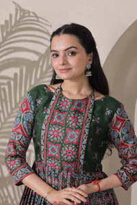 Elegant Floral Printed Silk Blend Maxi Gown