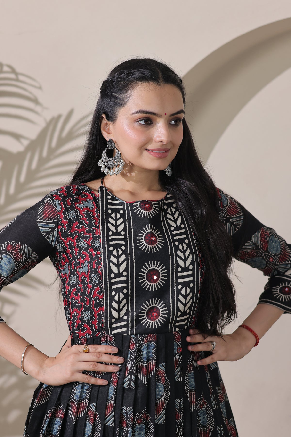 Elegant Black Embroidered Silk Blend Anarkali Gown