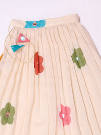 Multi-Floral Embroidered Skirt & Top Set - Girls Festive Wear