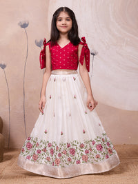 Kota Checks Skirt Set with Cross-Stitch Embroidery and Woven Panel
