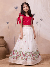 Kota Checks Skirt Set with Cross-Stitch Embroidery and Woven Panel