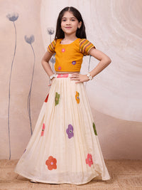 Multi-Floral Embroidered Skirt & Top Set - Girls Festive Wear