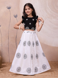 Mandala Art Skirt-Top Set in White and Black