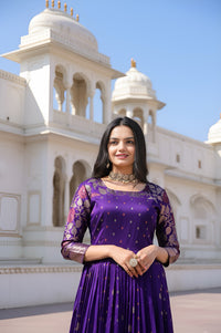 Elegant Purple Soft Silk Anarkali Gown