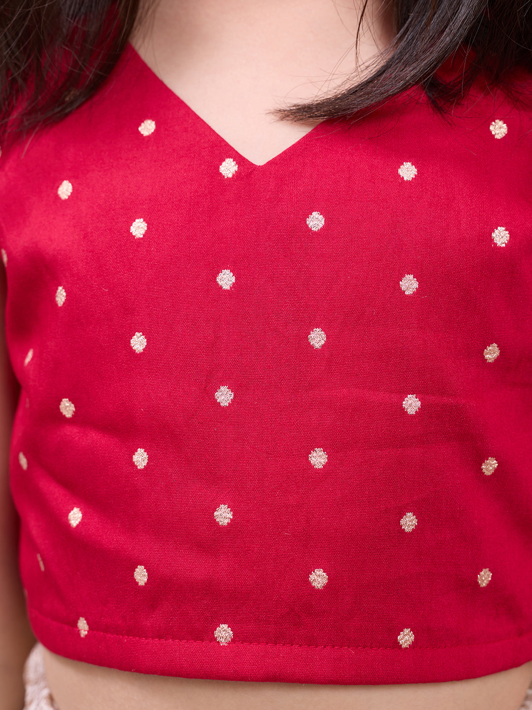 Kota Checks Skirt Set with Cross-Stitch Embroidery and Woven Panel