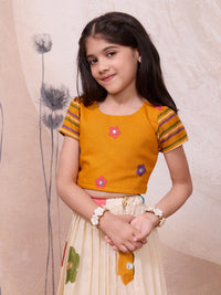 Multi-Floral Embroidered Skirt & Top Set - Girls Festive Wear