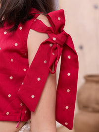 Kota Checks Skirt Set with Cross-Stitch Embroidery and Woven Panel