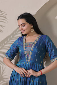 Elegant Blue Craft Silk Anarkali Gown