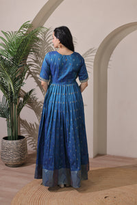 Elegant Blue Craft Silk Anarkali Gown