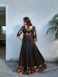 Purple Floral Embroidered Anarkali Gown