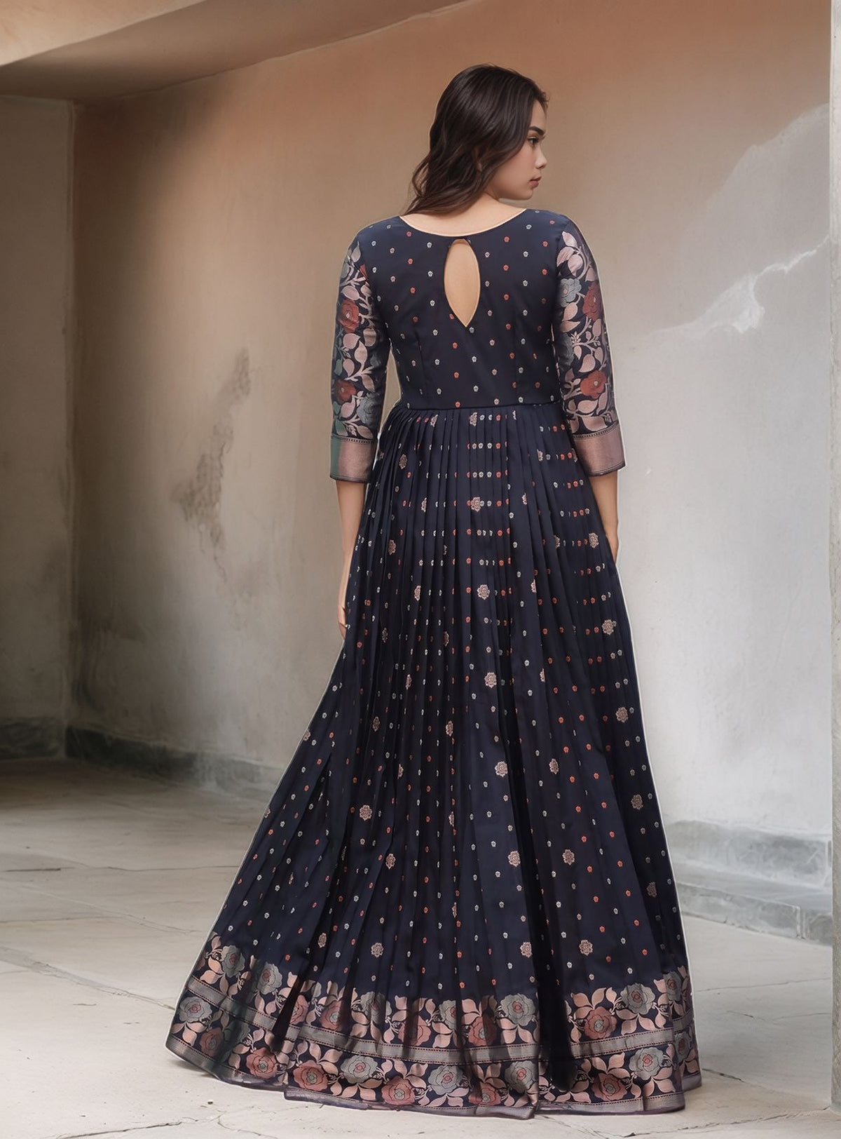 Elegant Purple Soft Silk Anarkali Gown