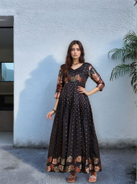 Purple Floral Embroidered Anarkali Gown