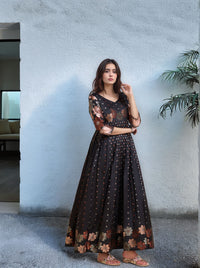 Purple Floral Embroidered Anarkali Gown