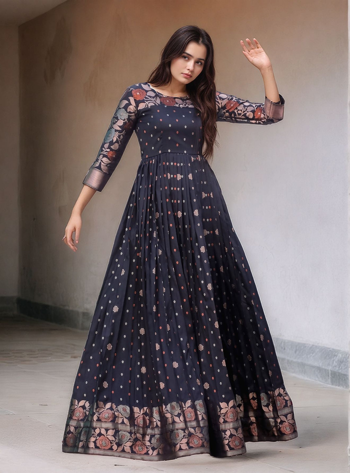 Elegant Purple Soft Silk Anarkali Gown