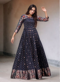 Elegant Purple Soft Silk Anarkali Gown