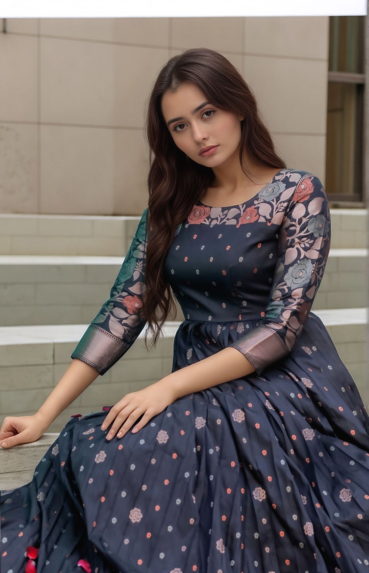 Elegant Purple Soft Silk Anarkali Gown