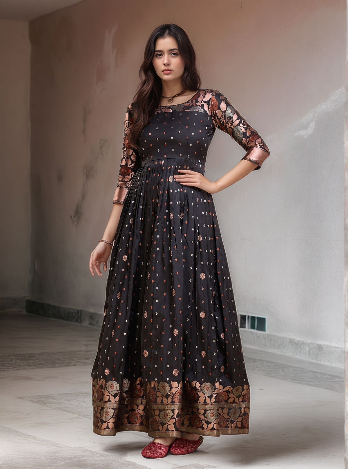 Elegant Purple Soft Silk Anarkali Gown