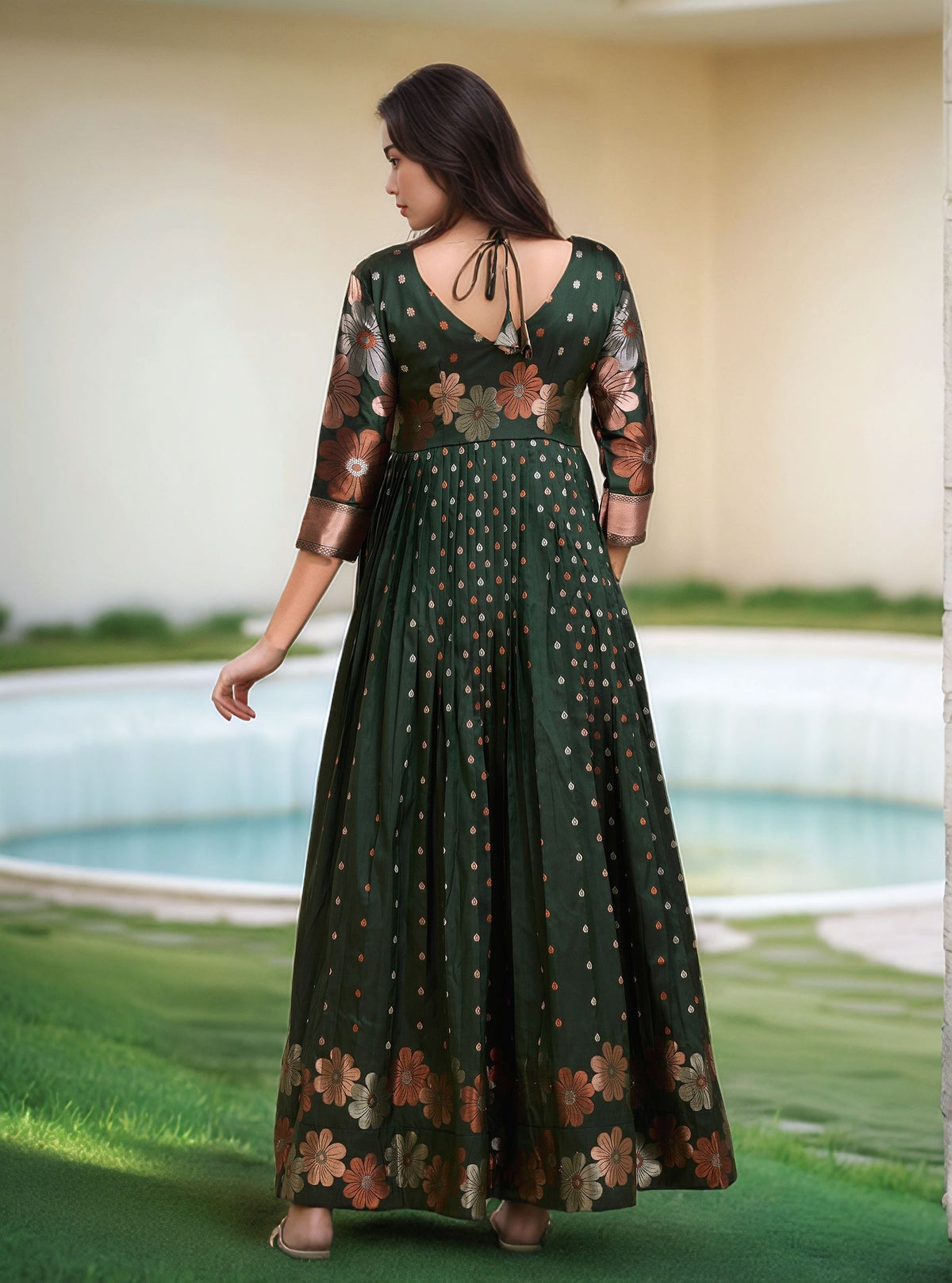 Purple Floral Embroidered Anarkali Gown