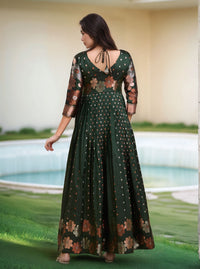 Purple Floral Embroidered Anarkali Gown