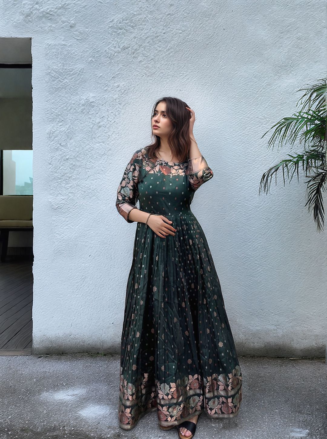 Elegant Purple Soft Silk Anarkali Gown