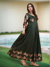 Purple Floral Embroidered Anarkali Gown