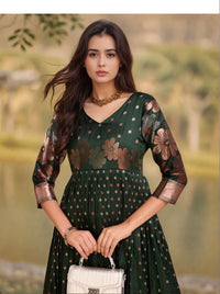 Purple Floral Embroidered Anarkali Gown