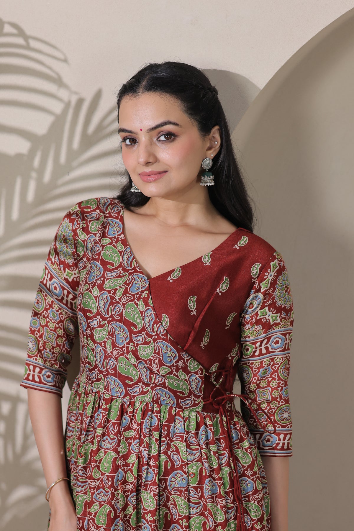 A beautifully crafted angarakha flared gown