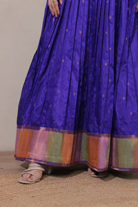 Elegant Purple Craft Silk Anarkali Gown with Multicolor Border