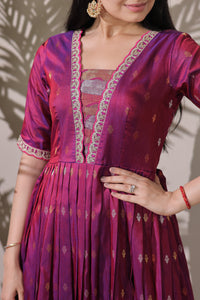 Elegant Blue Craft Silk Anarkali Gown