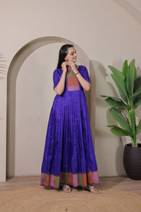 Elegant Purple Craft Silk Anarkali Gown with Multicolor Border