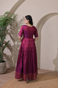 Elegant Blue Craft Silk Anarkali Gown