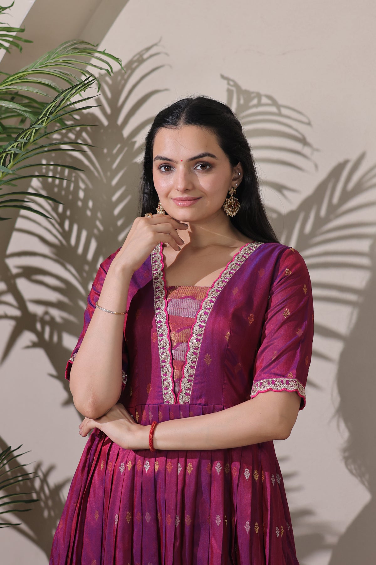 Elegant Blue Craft Silk Anarkali Gown