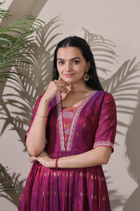 Elegant Blue Craft Silk Anarkali Gown