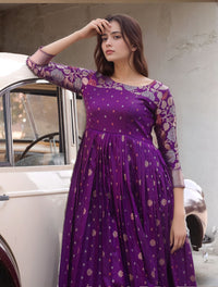 Elegant Purple Soft Silk Anarkali Gown