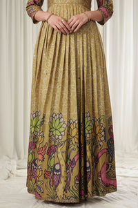 beautiful full flared gown in kalamkari print