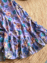 Girls Floral Ruffled Dress with Shoulder Tie-Ups - Soft Chanderi (DS NO 2050)