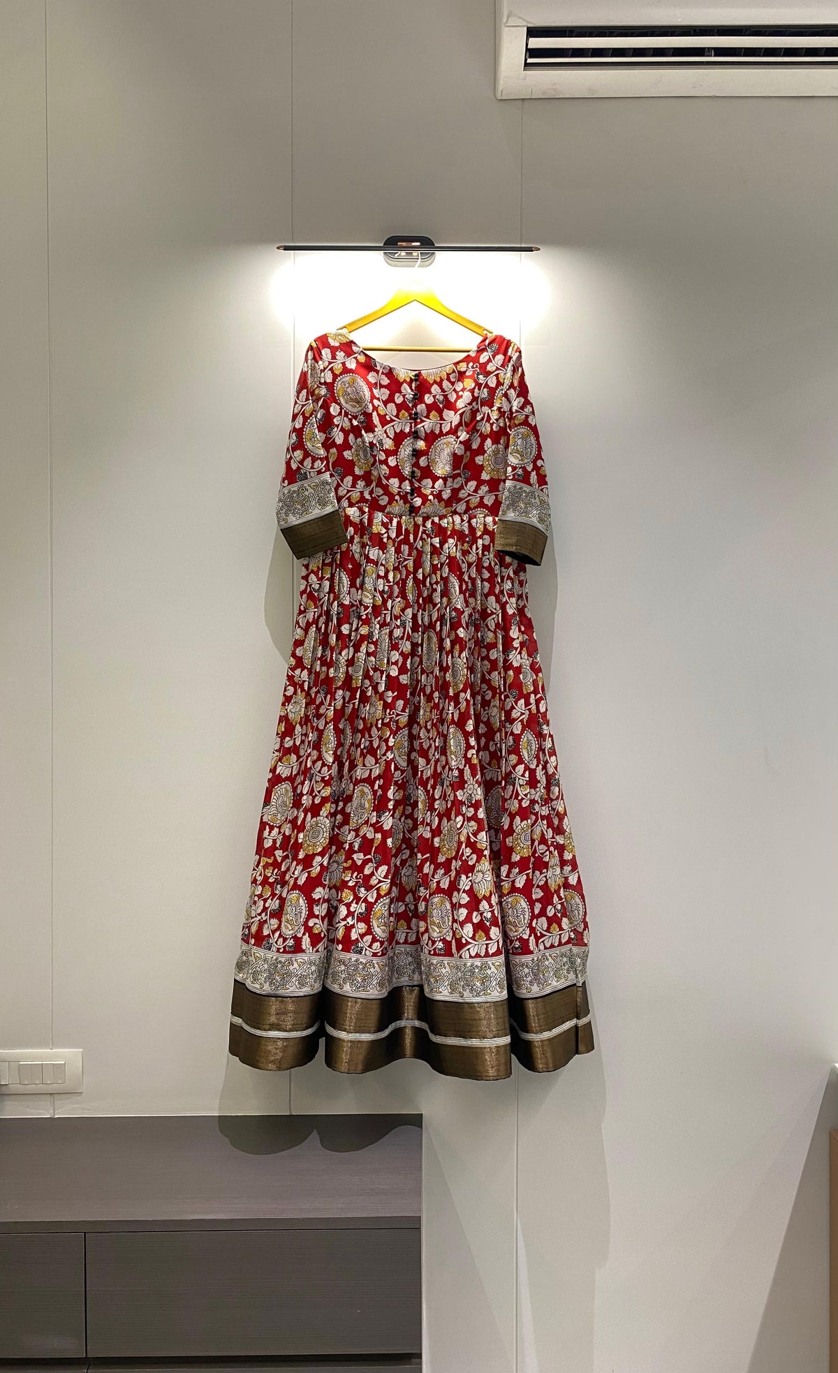 Elegant Silk Blend Anarkali Gown with Floral Embroidery