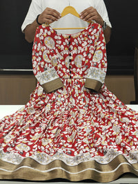 Elegant Silk Blend Anarkali Gown with Floral Embroidery