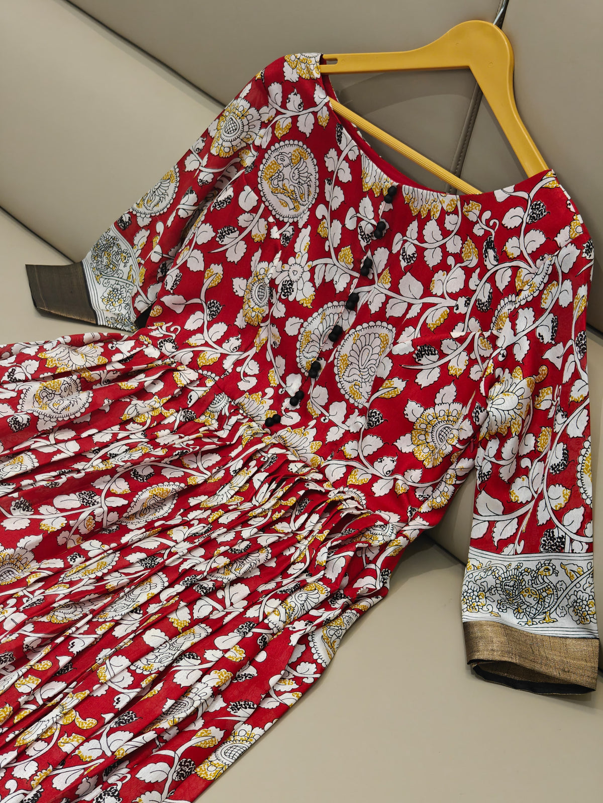 Elegant Silk Blend Anarkali Gown with Floral Embroidery