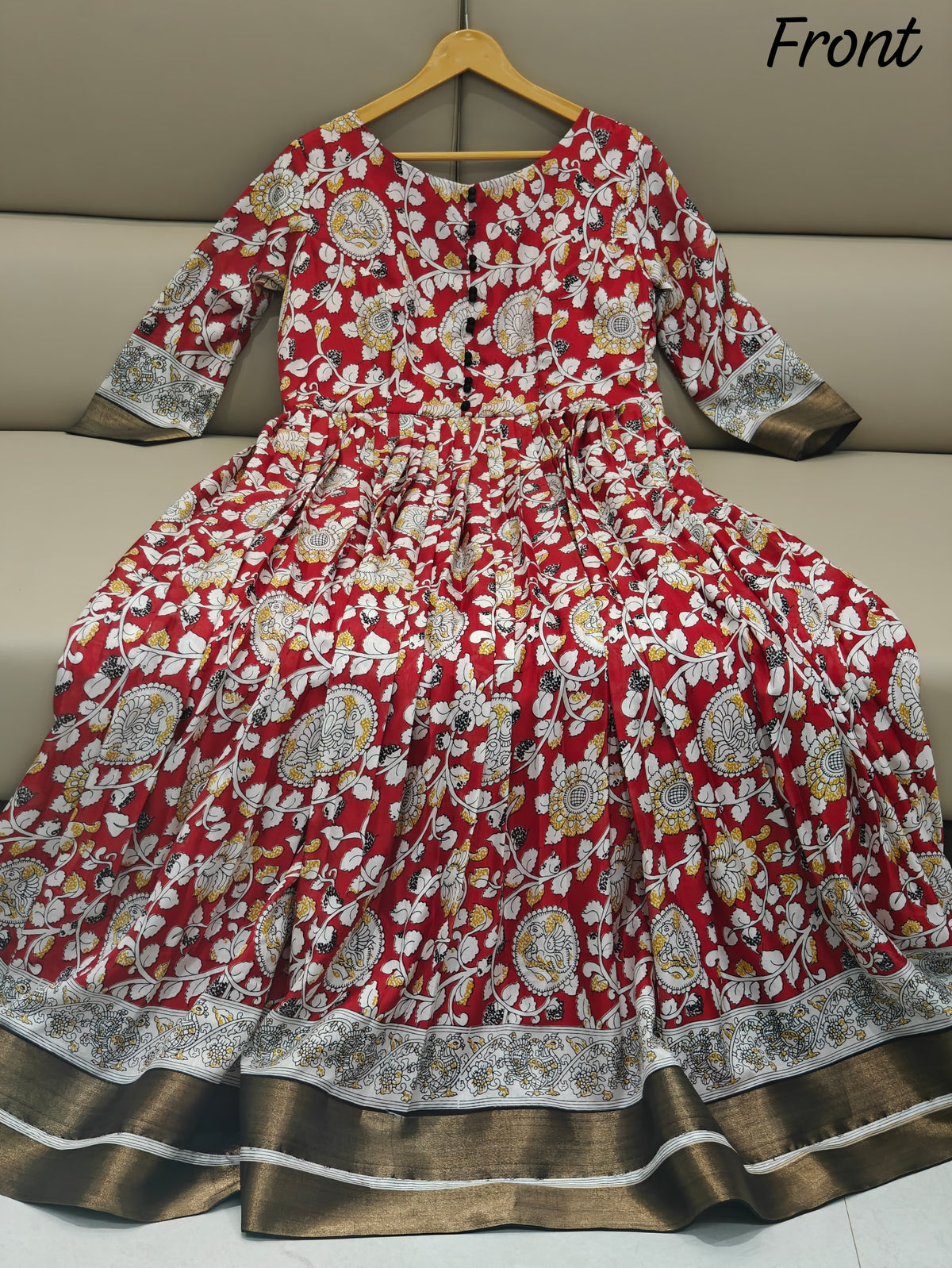 Elegant Silk Blend Anarkali Gown with Floral Embroidery