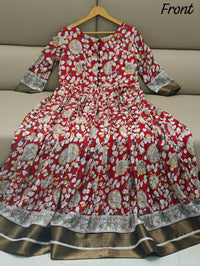 Elegant Silk Blend Anarkali Gown with Floral Embroidery