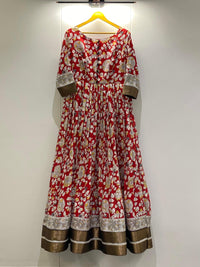 Elegant Silk Blend Anarkali Gown with Floral Embroidery