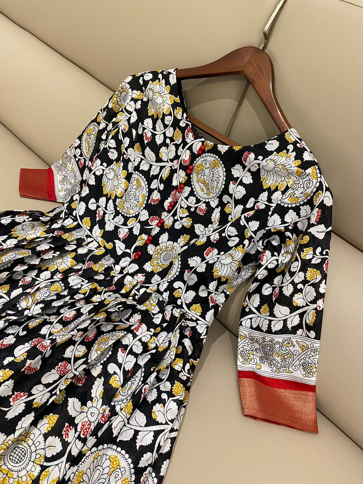 Elegant Silk Blend Anarkali Gown with Floral Embroidery